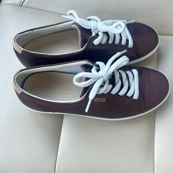 Ecco Soft 7 Leather Sneakers Womens 7 Andorra Red/Brown Lace Up Comfort - Picture 2 of 9